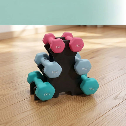 Hantelset mit Ständer, 1–3 kg, rutschfeste PVC-Beschichtung