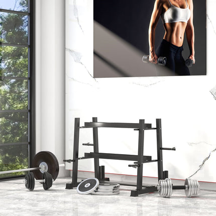 Dumbbell rack, 3 levels, holds 200 kg, black steel