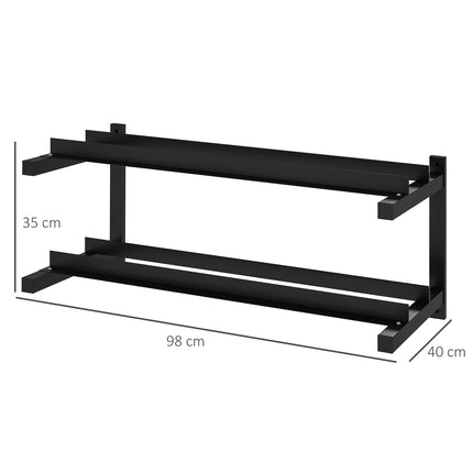Wandmontiertes Hantelregal, 2 Ablagen, 70 kg Tragkraft