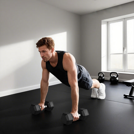 Hanteln, gerändelter Griff, Gusseisen, 2 x 20 kg für das Home-Gym