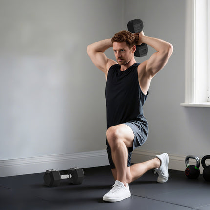 Hanteln, gerändelter Griff, Gusseisen, 2 x 20 kg für das Home-Gym