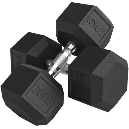 Hanteln, gerändelter Griff, Gusseisen, 2 x 20 kg für das Home-Gym