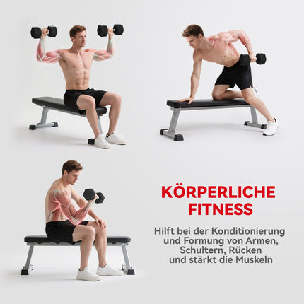 Hanteln, gerändelter Griff, Gusseisen, 2 x 20 kg für das Home-Gym