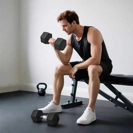 Hanteln, gerändelter Griff, Gusseisen, 2 x 20 kg für das Home-Gym