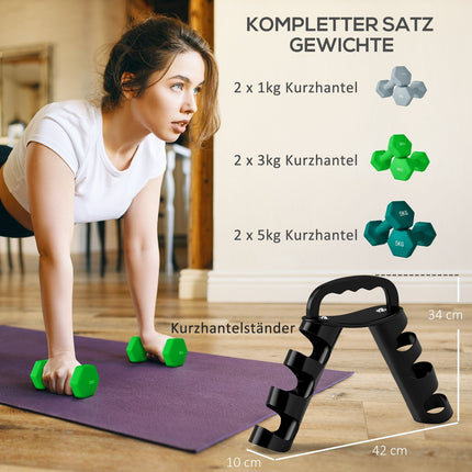 Verstellbares Kurzhantel-Set mit Ständer - Fitness für Zuhause