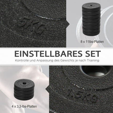 50 kg Hantelset, verstellbare Stahlgewichte, schwarz