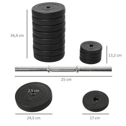 50 kg Hantelset, verstellbare Stahlgewichte, schwarz