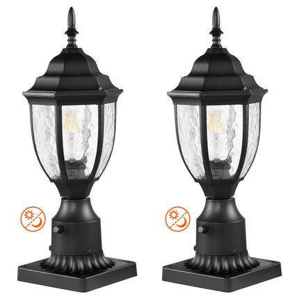Dusk-to-Dawn Outdoor Post Lights, 2 Pack, Waterproof
