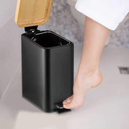 Dustbin for bathroom 5 liters with bamboo lid