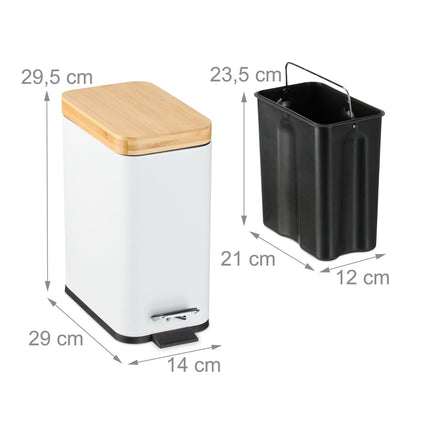 Dustbin for bathroom 5 liters with bamboo lid