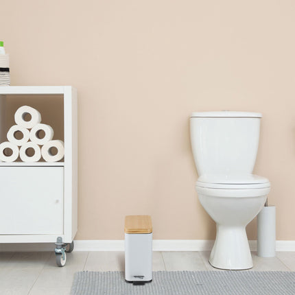 Dustbin for bathroom 5 liters with bamboo lid