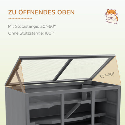 Dwarf hamster cage with stairs, 3-story wooden villa