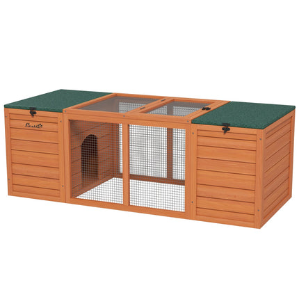 Dwarf rabbit hutch, wood with run, indoor/outdoor 140 cm