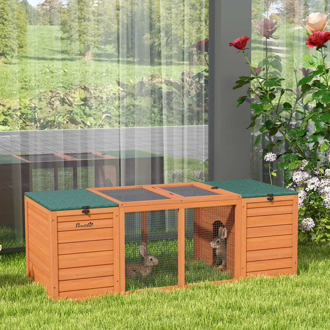 Dwarf rabbit hutch, wood with run, indoor/outdoor 140 cm