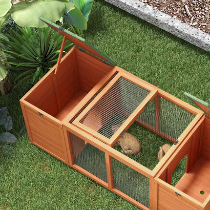 Dwarf rabbit hutch, wood with run, indoor/outdoor 140 cm