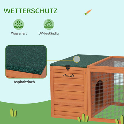 Dwarf rabbit hutch, wood with run, indoor/outdoor 140 cm