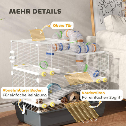 Dwarf Hamster Cage, 4 Levels, Tunnel System, 78x45x73 cm