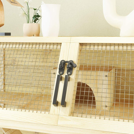 Dwarf hamster cage in wood with wheels and accessories