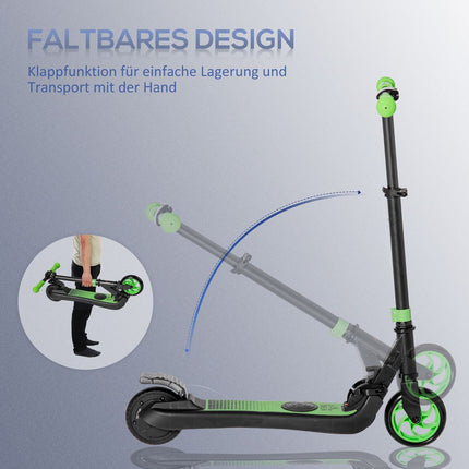 E-Scooter Elektroroller 120W Motor 6 km Reichweite max. 8 km/h Elektroroller ab 6 Jahre Grün+Weiß