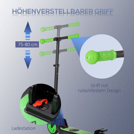 E-Scooter Elektroroller 120W Motor 6 km Reichweite max. 8 km/h Elektroroller ab 6 Jahre Grün+Weiß