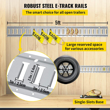 E-Track Tie-Down Rail Kit, 5 ft, 34-Piece, 1500 lb