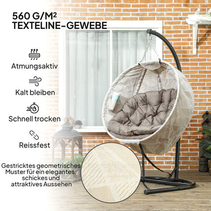 Outdoor-Eiersessel mit Getränkehalter, faltbar, abnehmbarem Sitzkissen