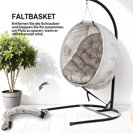 Outdoor-Eiersessel mit Getränkehalter, faltbar, abnehmbarem Sitzkissen