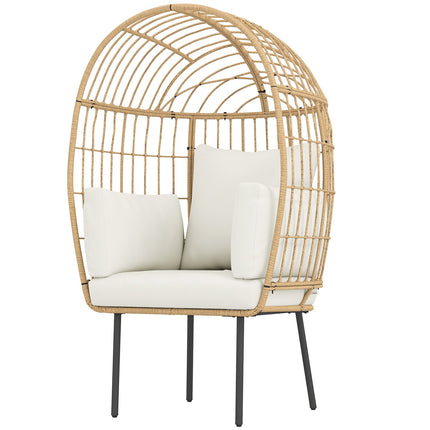 Chaise en rotin en forme d'œuf avec coussin amovible, rembourrage, chaise d'extérieur surdimensionnée en rotin, chaise en osier résistante aux intempéries Chaise de jardin Chaises de jardin pour balcon de jardin, porche, terrasse Beige |