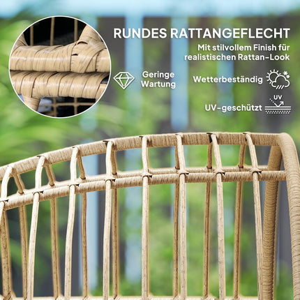 Chaise en rotin en forme d'œuf avec coussin amovible, rembourrage, chaise d'extérieur surdimensionnée en rotin, chaise en osier résistante aux intempéries Chaise de jardin Chaises de jardin pour balcon de jardin, porche, terrasse Beige |