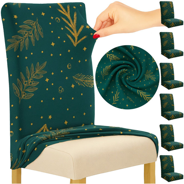 Elastische Weihnachtsstuhlhussen, Grün, 6er-Set