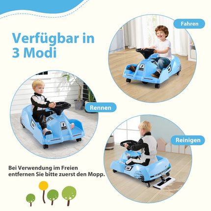 Elektrisches 12V Kinder-Go-Kart mit Fernbedienung & abnehmbarem Mopp