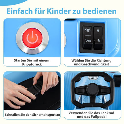 Elektrisches 12V Kinder-Go-Kart mit Fernbedienung & abnehmbarem Mopp