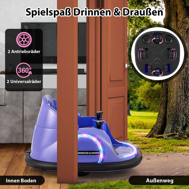Electric 360 Spin Bumper Car for Kids, 12V, Purple