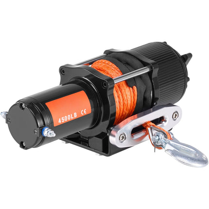 Electric ATV UTV Winch 4500 lb, Synthetic Rope, Remote