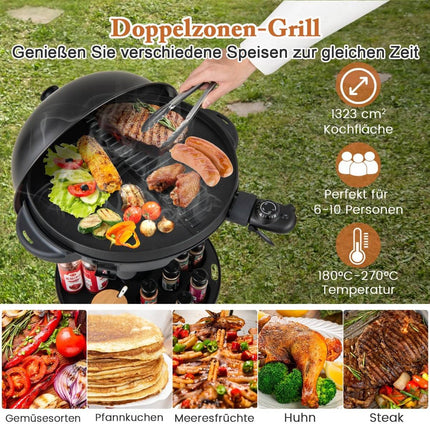 Elektrischer BBQ-Grill – 1200W, Zwei Heizzonen, Antihaftplatte