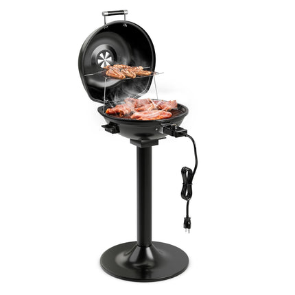 Elektrischer Grill mit herausnehmbarem, antihaftbeschichtetem Rost, Schwarz