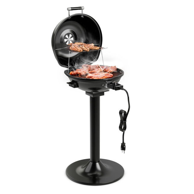 Elektrischer Grill mit herausnehmbarem, antihaftbeschichtetem Rost, Schwarz