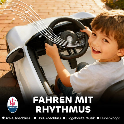 Kinder-Elektroauto, 2-Sitzer, 12V, Fernbedienung, LED, Weiß