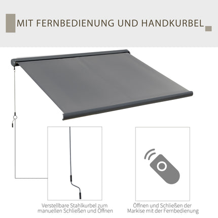 Electric Cassette Awning with Remote, Dark Gray 3x2.5m