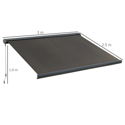 Electric Cassette Awning with Remote, Dark Gray 3x2.5m