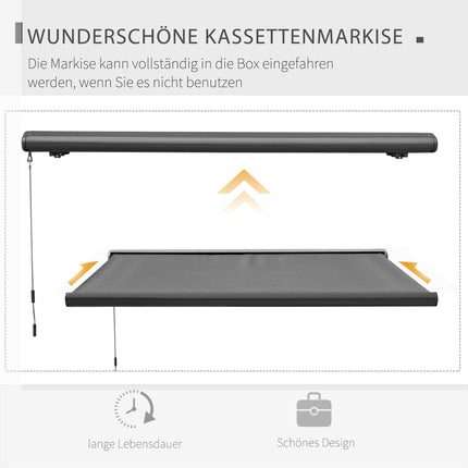 Electric Cassette Awning with Remote, Dark Gray 3x2.5m