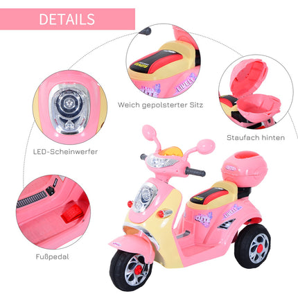 Electric motorcycle for children - 6V, Tricycle, Pink/Yellow