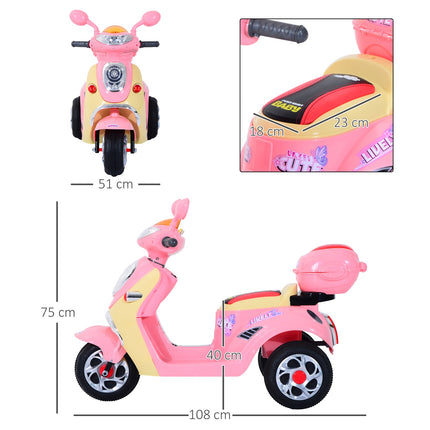 Electric motorcycle for children - 6V, Tricycle, Pink/Yellow