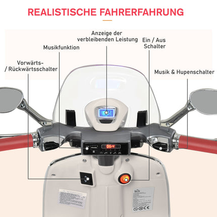 Elektrisches Kindermotorrad mit MP3 und Lichtern, 3-6 Jahre