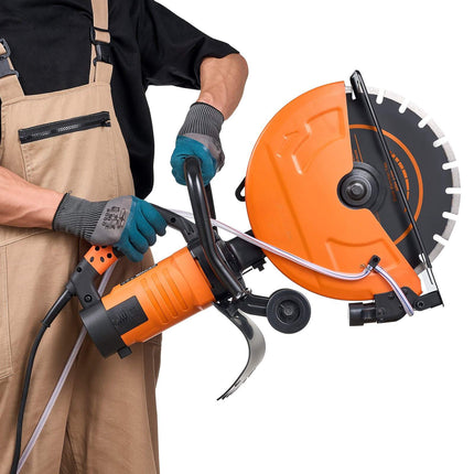 Electric Concrete Saw, 14 In Blade, Wet Dry, Water Pump