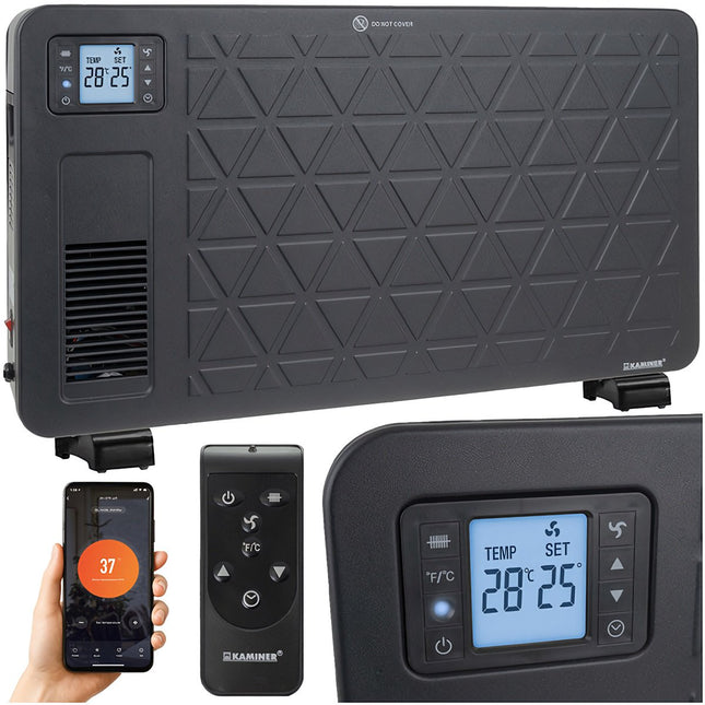 Elektrischer Konvektor, 2300W, WiFi-Steuerung, Schwarz