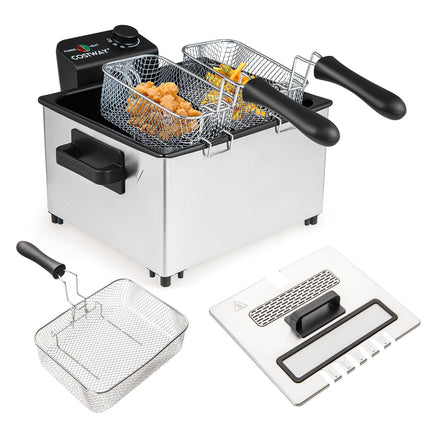 Elektrische Fritteuse, 2000 W, 5 L, 3 Körbe, einstellbare Temperatur