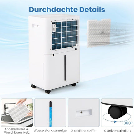 Electric Dehumidifier, 25.5L/Day, 25㎡ Coverage, Quiet Mode