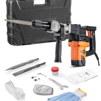 Electric Demolition Hammer 1400W, 19J, 2 Chisel Bits