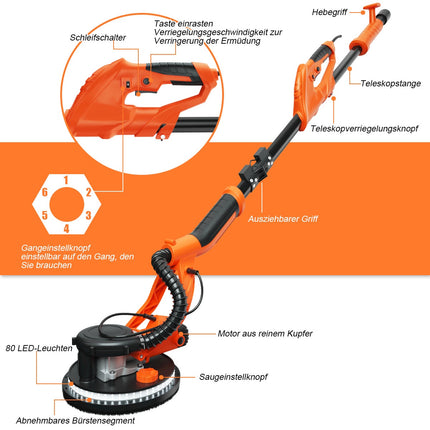 Trockenbauschleifer elektrisch 750W, 225mm, Staubabsaugung